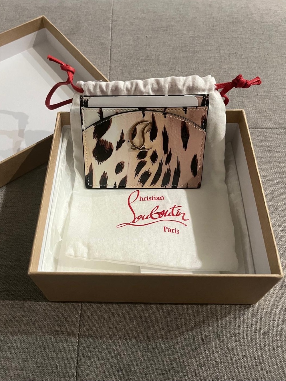 Christian Louboutin Card Holder—Leopard Patent Leather